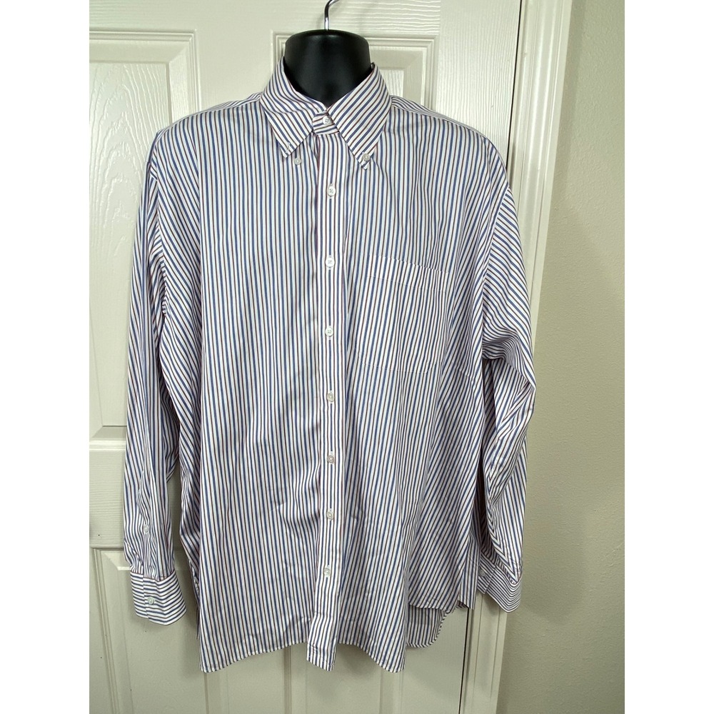 Hamilton Striped Button Down  Long Sleeve Dress Shirt‎ Classic Fit Collar Sz 16